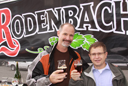 Beer club president Kris Calef with Rudi Ghequire of Brouwerij Rodenbach